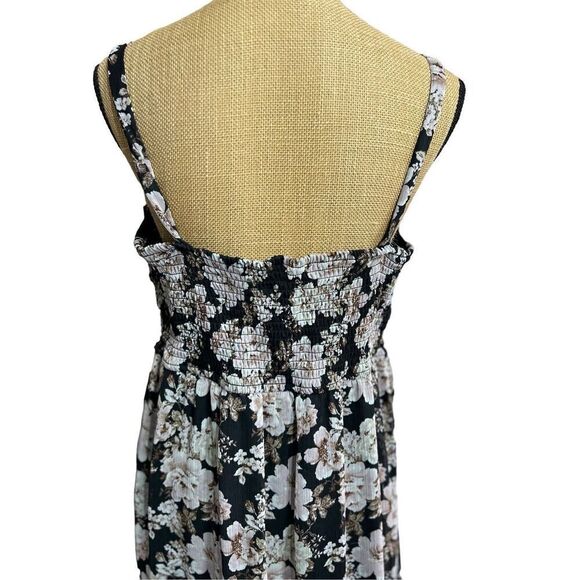 Mudd Hi-Low Smocked Sundress Size XL Dress Black Ivory Floral Stretch Adjustable - Picture 10 of 15